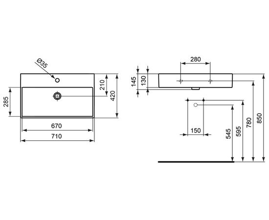 раковина накладная ideal standard strada k078201 70 см в Актобе фото № 3