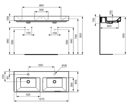 раковина двойная ideal standard strada k079101 120 см в Актобе фото № 2