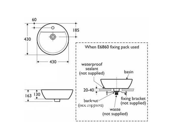 раковина накладная ideal standard connect sphere e804001 43 см в Актобе фото № 3