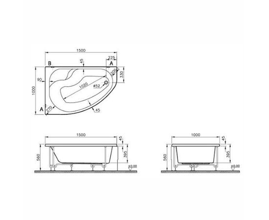 Ванна акриловая vitra 150x100 nusa l 50790001000 угловая в Актобе фото № 3