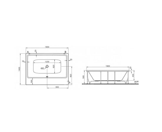 Ванна акриловая vitra 190x140 t4 55970001000 в Актобе фото № 3