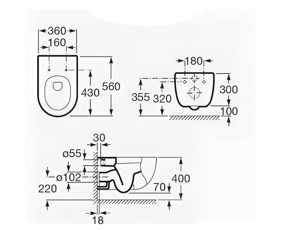 унитаз подвесной 7346247000 n-meridian 560  roca с крышкой микролифт в Актобе фото № 3