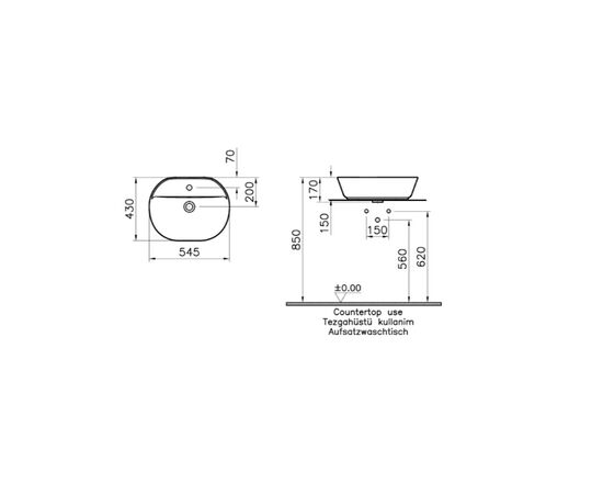 раковина накладная vitra geo 7428b003-0001 54x43см в Актобе фото № 2