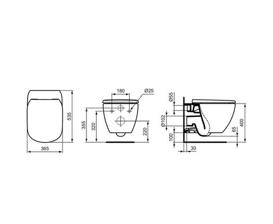 унитаз подвесной ideal standard tesi t0079v1 белый матовый в Актобе фото № 4