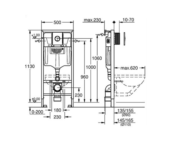 Инсталляция для унитаза grohe 38813001 с клавишей смыва в Актобе фото № 2