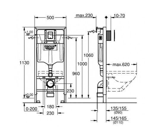 Инсталляция 3в1 grohe rapid sl 39501000 с клавишей смыва в Актобе фото № 2