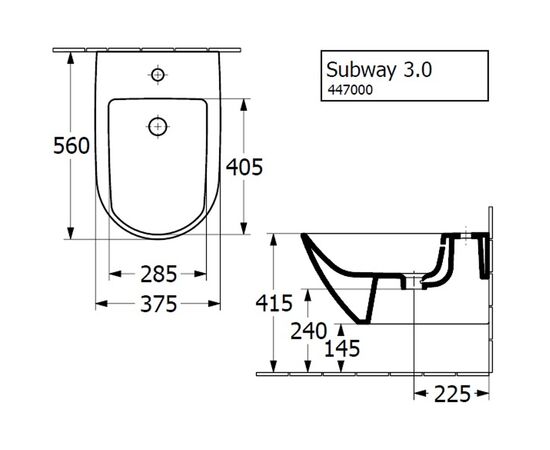 Биде подвесное villeroy & boch subway 3.0 447000r1 ceramicplus в Актобе фото № 2