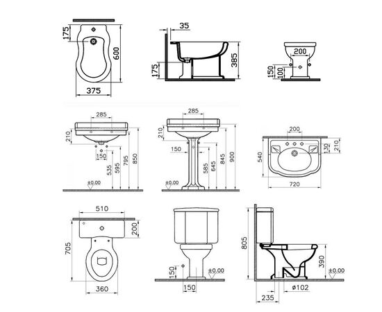 Комплект vitra efes: унитаз с бачком + биде + раковина на пьедестале в Актобе фото № 3