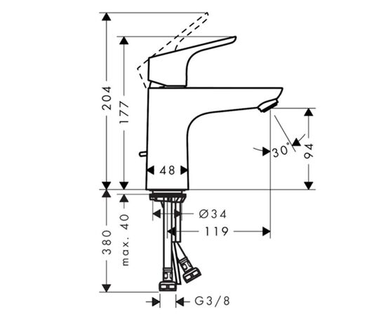 Cмеситель для раковины hansgrohe focus e2 31517000 в Актобе фото № 2