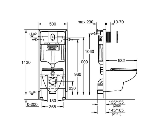 унитаз с инсталляцией grohe bau ceramic 39902000 5в1 в Актобе фото № 2