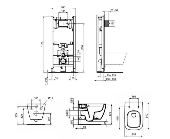 унитаз подвесной ideal standard i.life t461401 с инсталляцией r0464aa клавиша хром в Актобе фото № 2