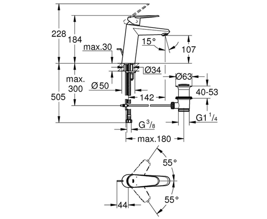 смеситель для раковины grohe eurodisc cosmopolitan 23448002 в Актобе фото № 4