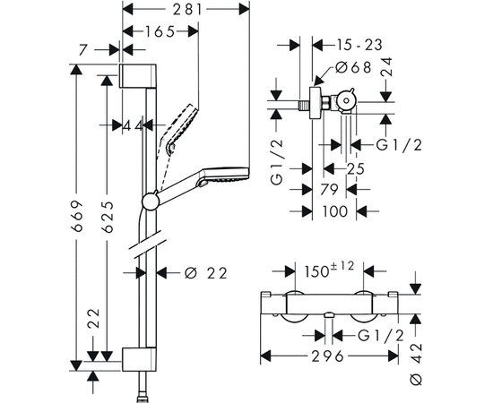 Душевoй гарнитур hansgrohe crometta vario 27812400 100 термостат в Актобе фото № 2