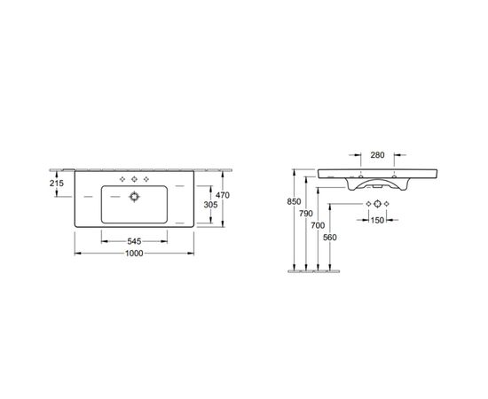 раковина на тумбу villeroy & boch subway 2.0 7175a001 48x100 см в Актобе фото № 2