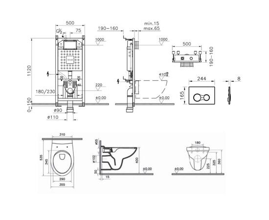 унитаз с инсталляцией vitra normus 7855b003-0075 762-5800-01 740-0480 в Актобе фото № 2