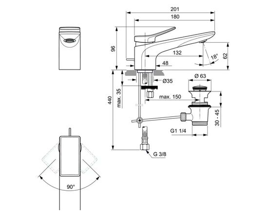 смеситель для раковины ideal standard conca bc754aa в Актобе фото № 5