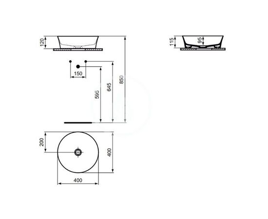 раковина накладная ideal standard ipalyss e139801 40x40 в Актобе фото № 5