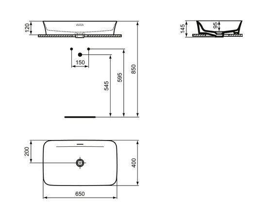 раковина накладная ideal standard ipalyss e188701 65x40 в Актобе фото № 3