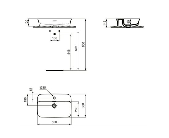 раковина накладная ideal standard ipalyss e207701 55x38 в Актобе фото № 3