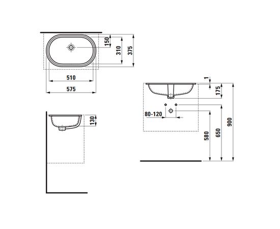 раковина под столешницу laufen savoy h8189460001091 51x31 см в Актобе фото № 3