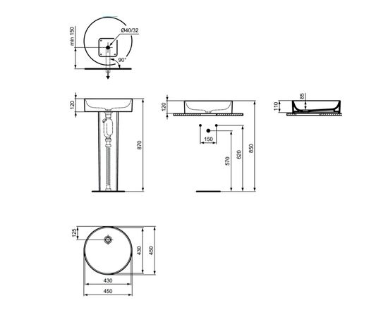 раковина накладная ideal standard conca t369601 45x45 в Актобе фото № 5