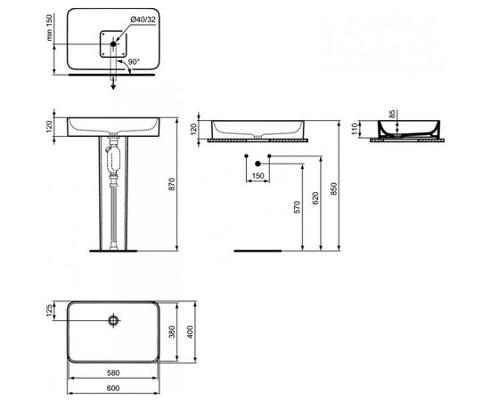 раковина накладная ideal standard conca t369801 в Актобе фото № 2