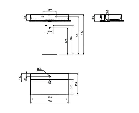 раковина накладная ideal standard extra t389901 80x45 в Актобе фото № 4