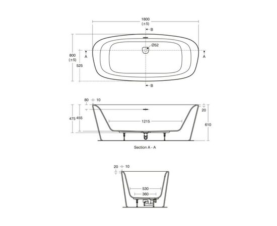 Ванна отдельностоящая 180x80 ideal standard dea к8721v1 в Актобе фото № 4