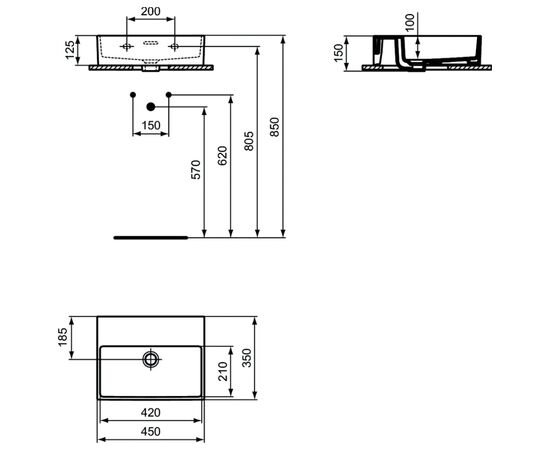 раковина накладная ideal standard extra т391601 45x35 в Актобе фото № 5