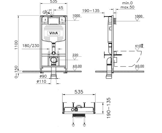 унитаз с инсталляцией 4в1 vitra uno 9773b003-7206 в Актобе фото № 5