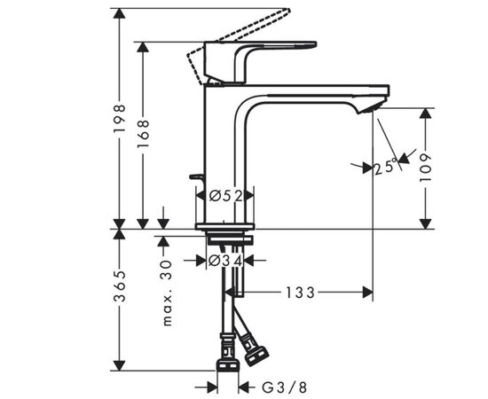 смеситель для раковины hansgrohe rebris s 72519670 черный в Актобе фото № 2