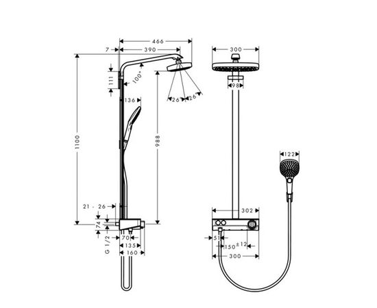 Душевая система hansgrohe raindance select 27126000 термостат в Актобе фото № 2