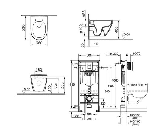 унитаз с инсталляцией grohe 38772001 7740b003-0075 slim в Актобе фото № 2