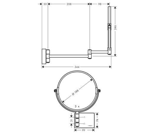 Зеркало hansgrohe addstoris 41791670 матовый черный в Актобе фото № 2