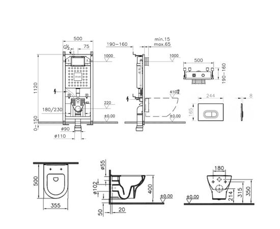 унитаз с инсталляцией 4в1 vitra zentrum 5795b003-0075 700-1873 rim-ex в Актобе фото № 2