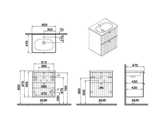 тумба с раковиной vitra root groove 69415 белый матовый в Актобе фото № 2