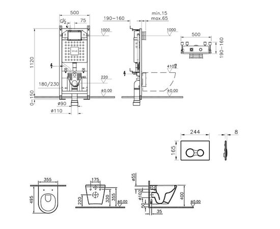 унитаз с инсталляцией 4в1 vitra integra 7040b003-0075 v12 740-0480 slim lift в Актобе фото № 2