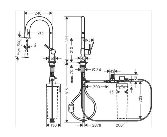 смеситель для кухни hansgrohe aquiturra m91 76803000 хром в Актобе фото № 2