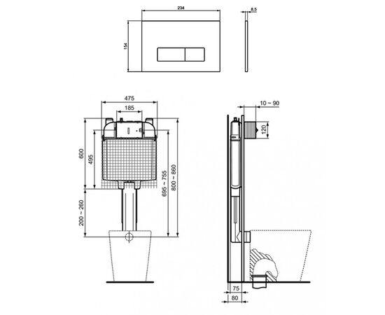 унитаз с инсталляцией 4в1 ideal standard i.life b t461601 r014767 r0121a6 t5003hy в Актобе фото № 3