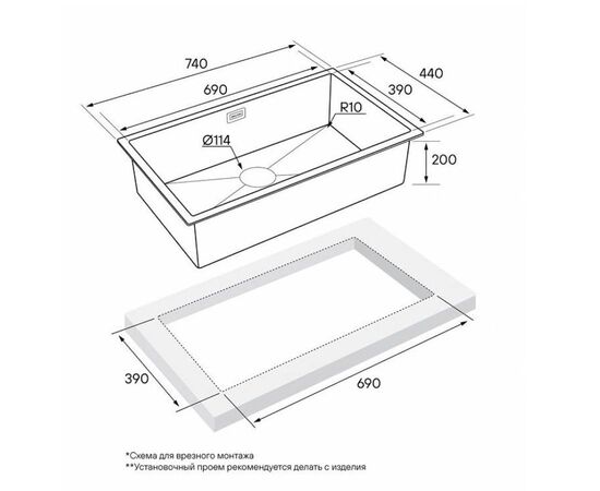 Кухонная мойка paulmark valde pm 217444-gm в Актобе фото № 4