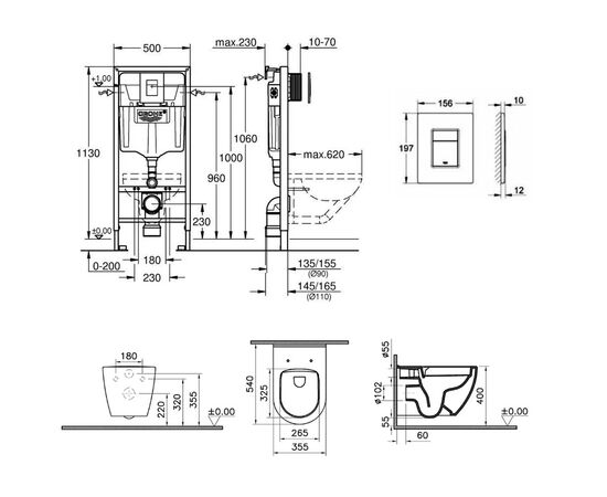 унитаз с инсталляцией 4в1 grohe rapid sl 38772001 7510b003-0075, безободковый в Актобе фото № 4