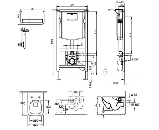 унитаз с инсталляцией 4в1 villeroy&boch venticello 4611rlr1 92242700 92249061 в Актобе фото № 2