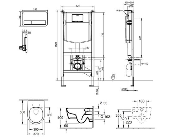 унитаз с инсталляцией 4в1 villeroy & boch avento 5656rs01 92242700 92249061 в Актобе фото № 2