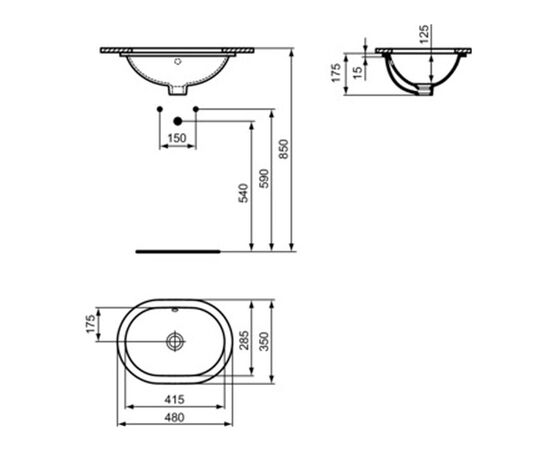 раковина на столешницу ideal standard connect e504601 48x35 в Актобе фото № 2