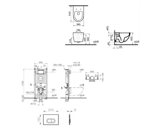 унитаз с инсталляцией 4в1 vitra v-fix core 800-1873, sento 7748b003-0075 lift, клавиша root r хром в Актобе фото № 2