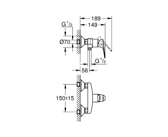 смеситель для душа grohe bauflow 23632000, наружный, хром в Актобе фото № 2