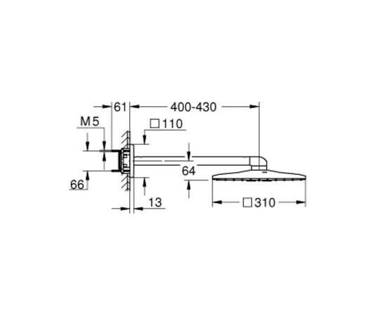 Верхний душ с кронштейном grohe rainshower 310 smartactive 26479000, 310, 2 режима струи, хром в Актобе фото № 2