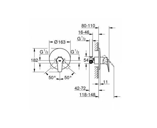 Встраиваемый смеситель для душа grohe bauflow 29112000 с механизмом, хром в Актобе фото № 2