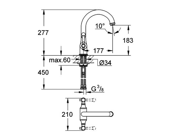 смеситель для кухни grohe bridgeford 30188000, хром в Актобе фото № 2