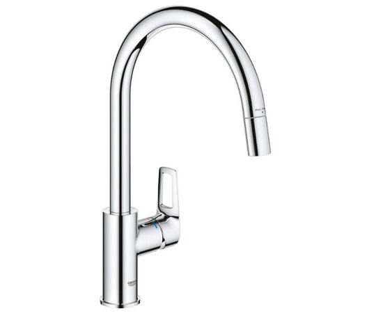 смеситель для кухни grohe bauloop 30543000, выдвижной излив, хром в Актобе фото № 1